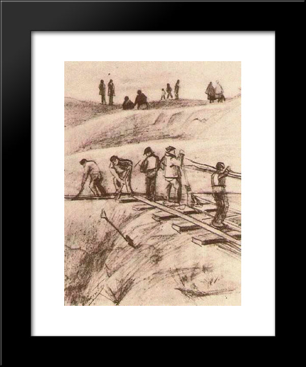 Sand Diggers 20x24 Black Modern Wood Framed Art Print Poster by Van Gogh, Vincent