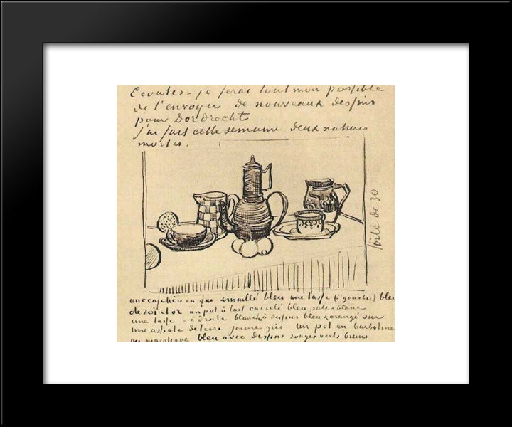 Still Life With Coffee Pot 20x24 Black Modern Wood Framed Art Print Poster by Van Gogh, Vincent