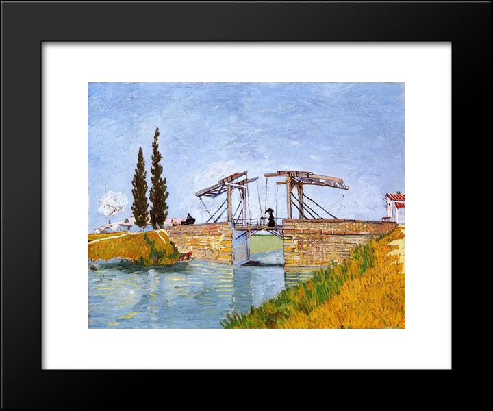 The Langlois Bridge 20x24 Black Modern Wood Framed Art Print Poster by Van Gogh, Vincent