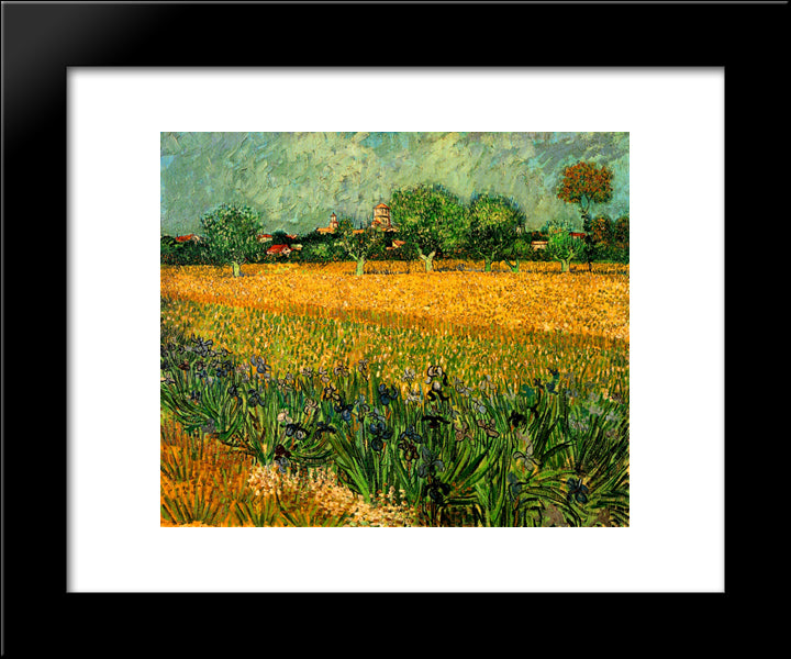 View Of Arles With Irises In The Foreground 20x24 Black Modern Wood Framed Art Print Poster by Van Gogh, Vincent