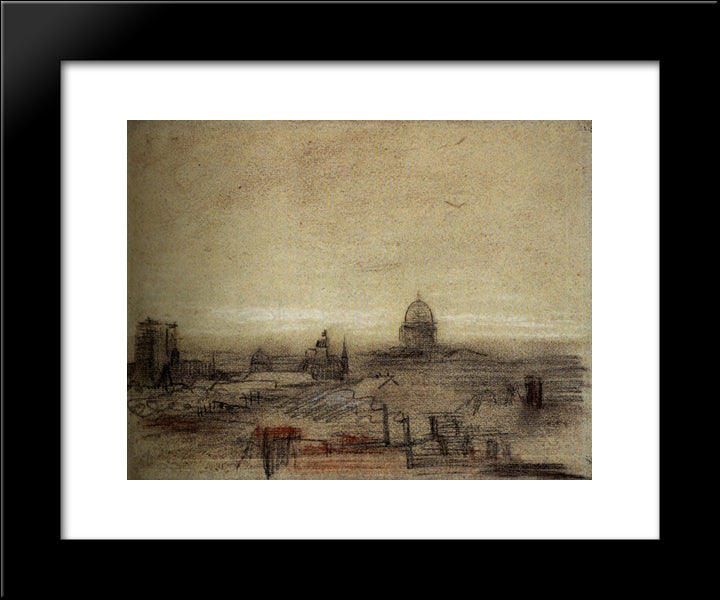 View Of Paris With Notre-Dame And The Pantheon 20x24 Black Modern Wood Framed Art Print Poster by Van Gogh, Vincent