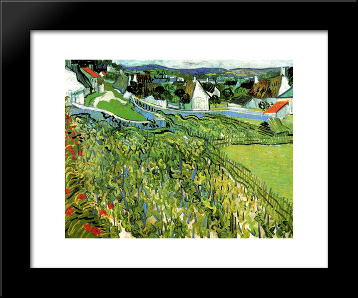 Vineyards With A View Of Auvers 20x24 Black Modern Wood Framed Art Print Poster by Van Gogh, Vincent