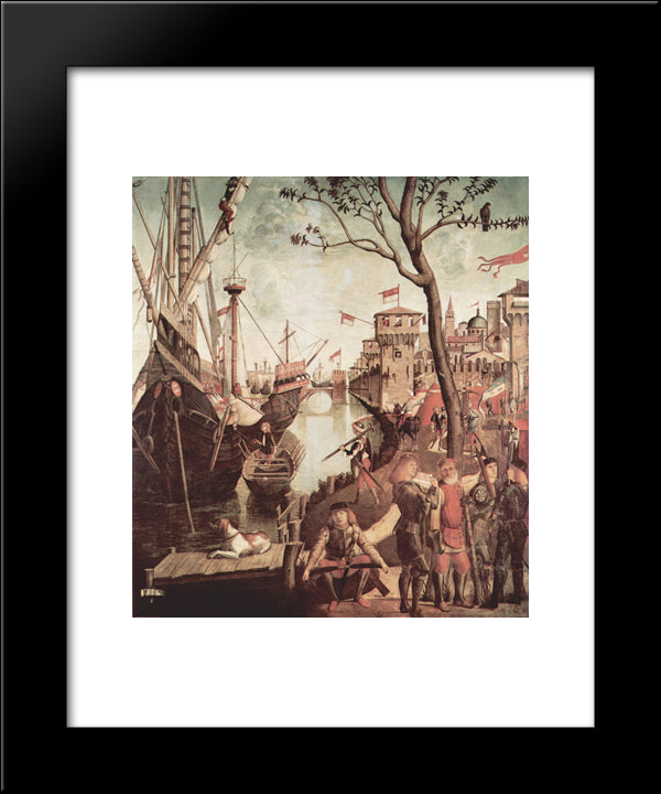 Arrival Of St.Ursula During The Siege Of Cologne 20x24 Black Modern Wood Framed Art Print Poster by Carpaccio, Vittore