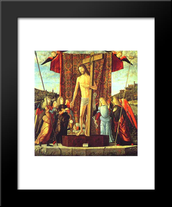 Christ With The Symbols Of The Passion Surrounded By Angels 20x24 Black Modern Wood Framed Art Print Poster by Carpaccio, Vittore