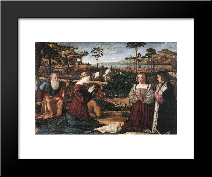 Holy Family With Two Donors 20x24 Black Modern Wood Framed Art Print Poster by Carpaccio, Vittore