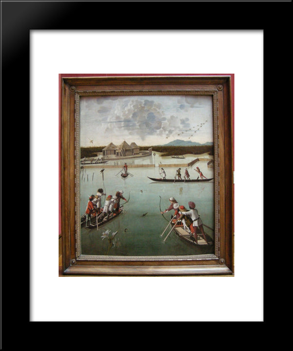 Hunting On The Lagoon 20x24 Black Modern Wood Framed Art Print Poster by Carpaccio, Vittore