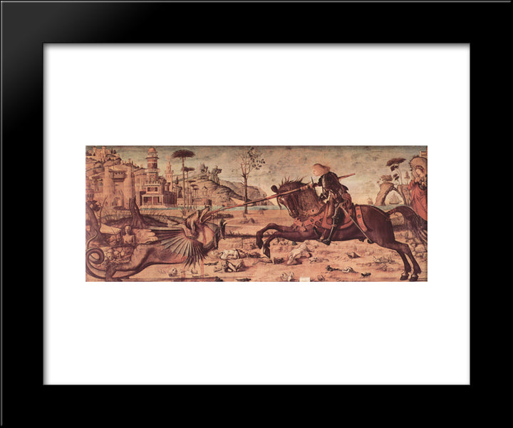 St. George Killing The Dragon 20x24 Black Modern Wood Framed Art Print Poster by Carpaccio, Vittore