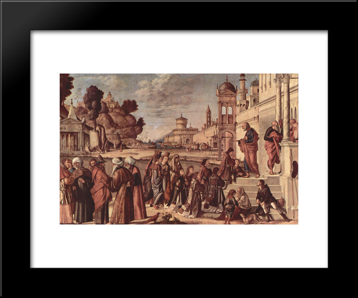 St. Stephen Is Consecrated Deacon 20x24 Black Modern Wood Framed Art Print Poster by Carpaccio, Vittore