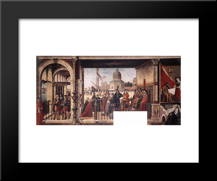 The Arrival Of The English Ambassadors 20x24 Black Modern Wood Framed Art Print Poster by Carpaccio, Vittore