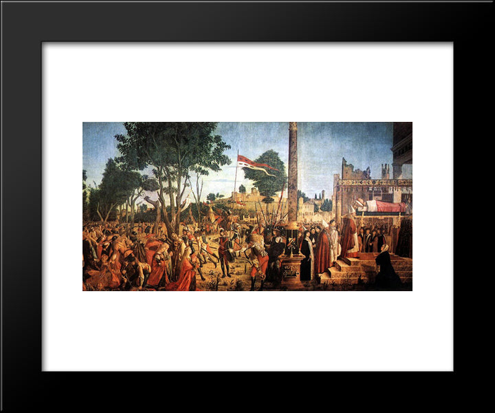 The Martyrdom Of The Pilgrims And The Funeral Of St. Ursula, From The St. Ursula Cycle, 1490-94 20x24 Black Modern Wood Framed Art Print Poster by Carpaccio, Vittore