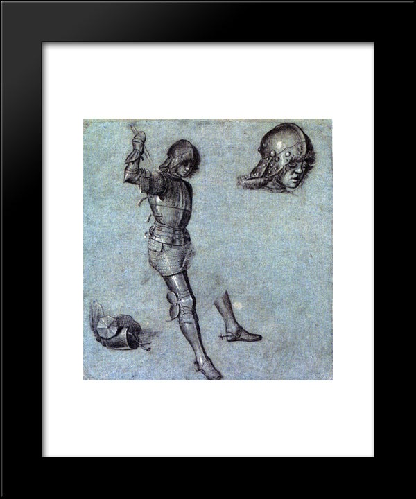 Three Studies Of A Cavalier In Armor 20x24 Black Modern Wood Framed Art Print Poster by Carpaccio, Vittore