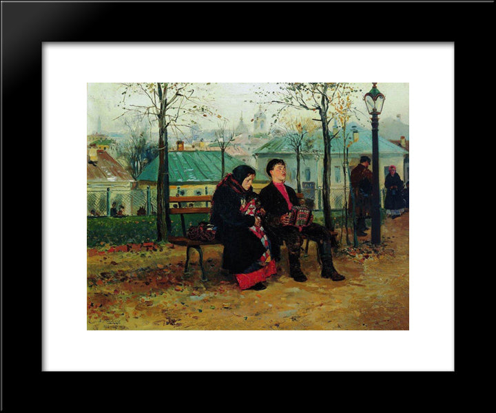 At The Boulevard 20x24 Black Modern Wood Framed Art Print Poster by Makovsky, Vladimir