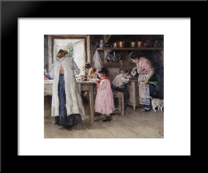 At The Kitchen 20x24 Black Modern Wood Framed Art Print Poster by Makovsky, Vladimir