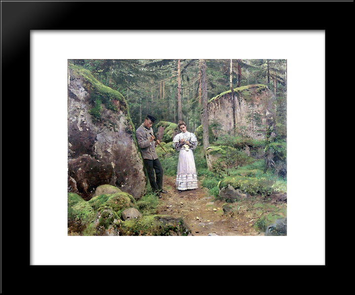 Before Explaining (Date) 20x24 Black Modern Wood Framed Art Print Poster by Makovsky, Vladimir