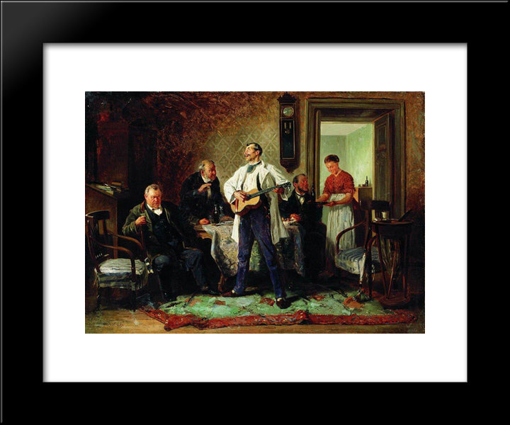 Buddies 20x24 Black Modern Wood Framed Art Print Poster by Makovsky, Vladimir