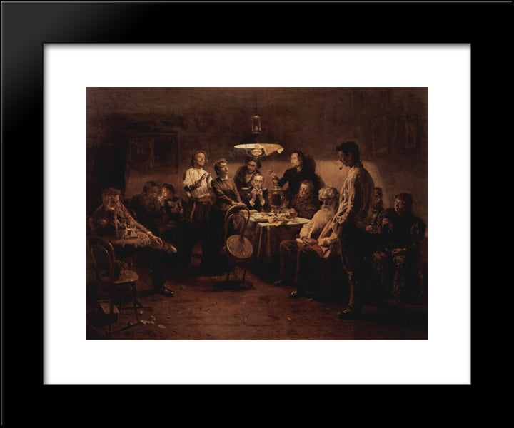 Evening Company 20x24 Black Modern Wood Framed Art Print Poster by Makovsky, Vladimir