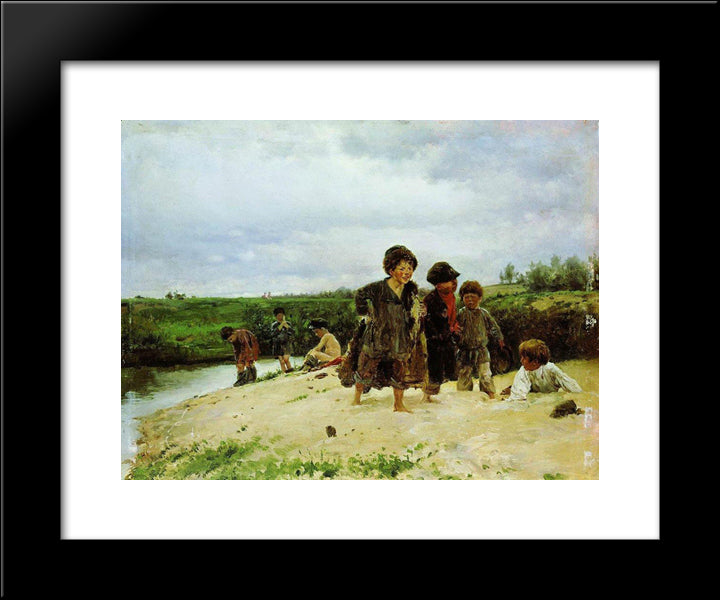 From The Rain 20x24 Black Modern Wood Framed Art Print Poster by Makovsky, Vladimir