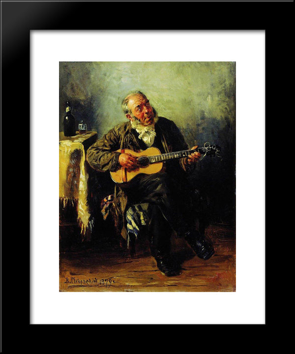 Guitar Player 20x24 Black Modern Wood Framed Art Print Poster by Makovsky, Vladimir