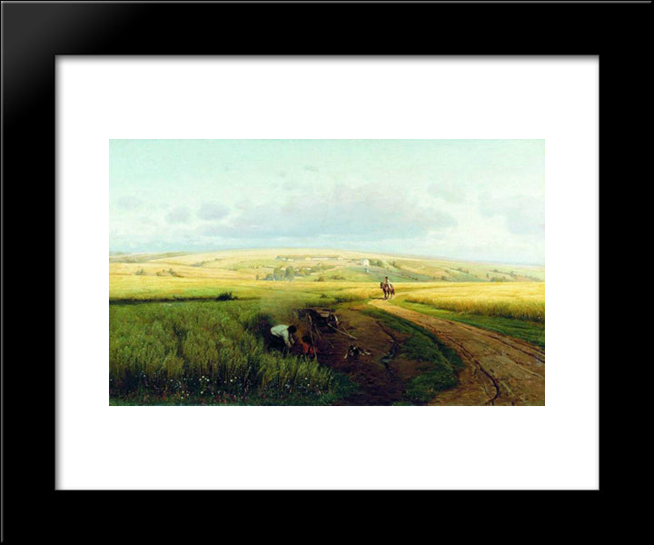 Bonfire At The Field 20x24 Black Modern Wood Framed Art Print Poster by Orlovsky, Volodymyr