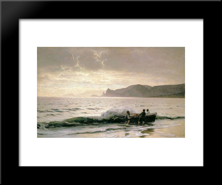 Seashore Near Sudak 20x24 Black Modern Wood Framed Art Print Poster by Orlovsky, Volodymyr
