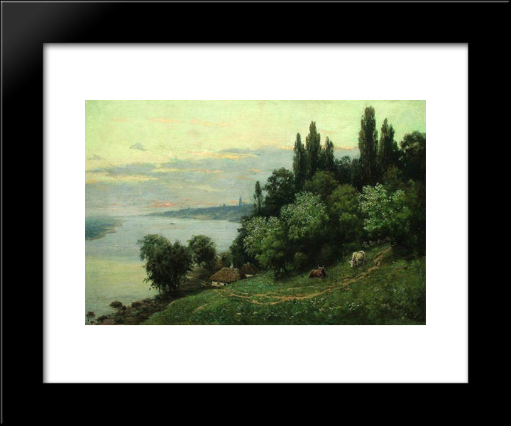 Sunset Over The River 20x24 Black Modern Wood Framed Art Print Poster by Orlovsky, Volodymyr
