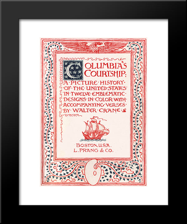 Columbia'S Courtship 20x24 Black Modern Wood Framed Art Print Poster by Crane, Walter