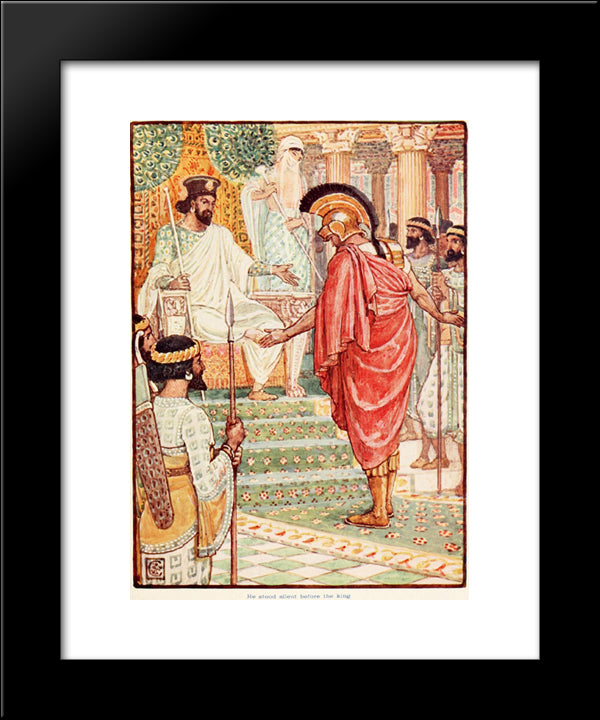 He Stoods Silent Before King 20x24 Black Modern Wood Framed Art Print Poster by Crane, Walter