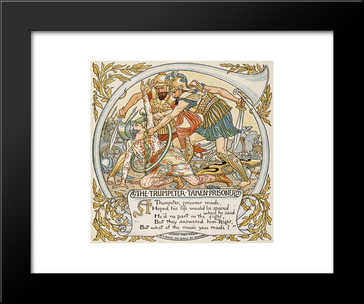 Illustration For The Trumpeter Taken Prisoner 20x24 Black Modern Wood Framed Art Print Poster by Crane, Walter