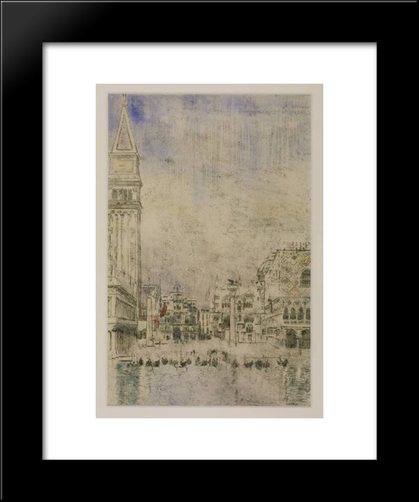 The Piazzetta And The Old Campanile, Venice 20x24 Black Modern Wood Framed Art Print Poster by Sickert, Walter