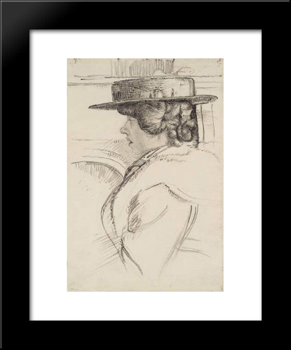 The Straw Hat 20x24 Black Modern Wood Framed Art Print Poster by Sickert, Walter