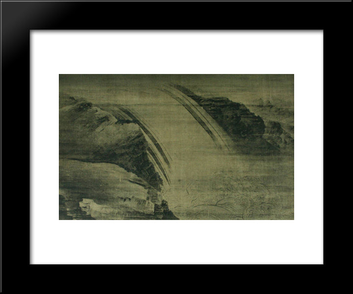 Cascade 20x24 Black Modern Wood Framed Art Print Poster by Wang Wei