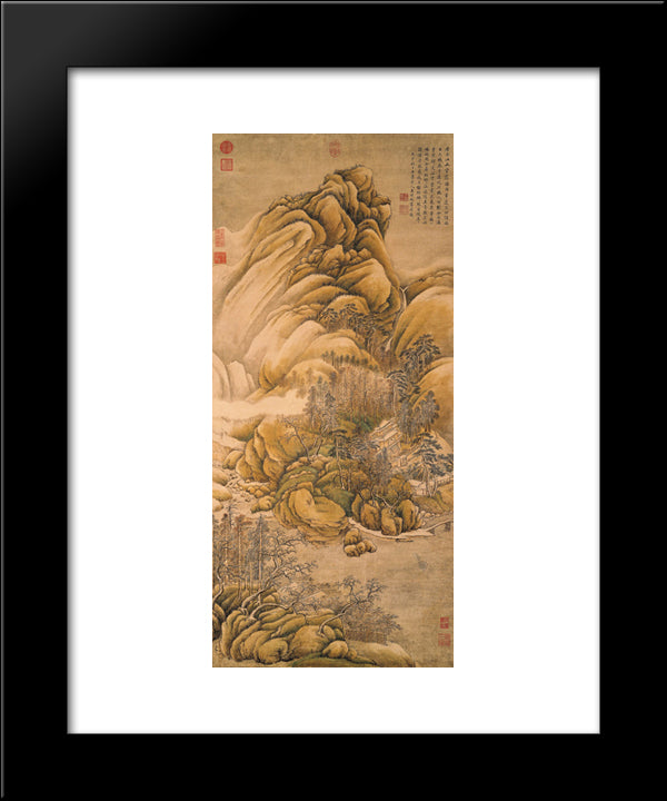 Clearing Of Rivers And Mountains After Snow 20x24 Black Modern Wood Framed Art Print Poster by Wang Wei