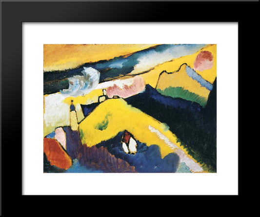 Mountain Landscape With Church 20x24 Black Modern Wood Framed Art Print Poster by Kandinsky, Wassily