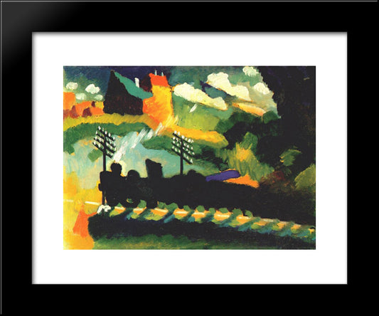 Murnau View With Railway And Castle 20x24 Black Modern Wood Framed Art Print Poster by Kandinsky, Wassily
