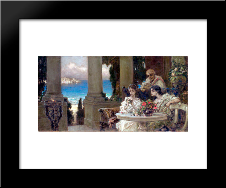 On The Terrace 20x24 Black Modern Wood Framed Art Print Poster by Kotarbinski, Wilhelm