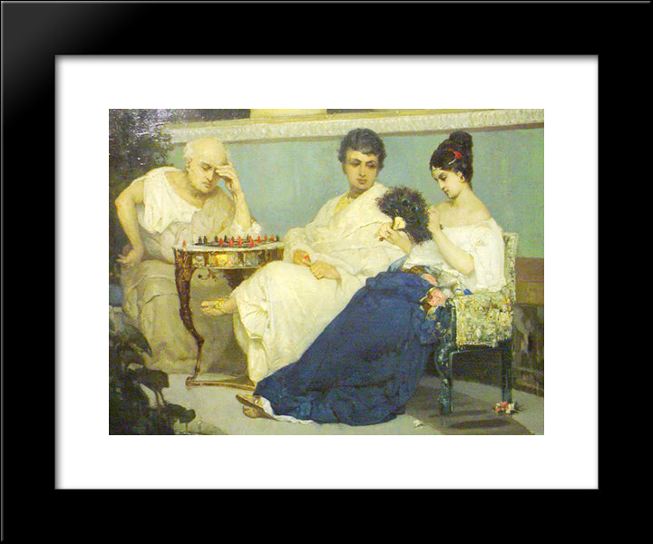 Playing Chess 20x24 Black Modern Wood Framed Art Print Poster by Kotarbinski, Wilhelm