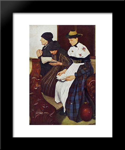 Die Drei Frauen In Der Kirche 20x24 Black Modern Wood Framed Art Print Poster by Leibl, Wilhelm