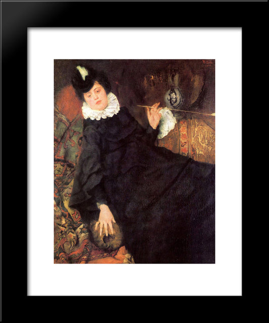 Die Junge Pariserin (Die Kokotte) 20x24 Black Modern Wood Framed Art Print Poster by Leibl, Wilhelm