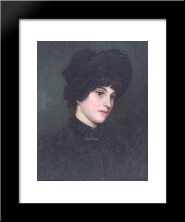 Portrait Of A Young Girl 20x24 Black Modern Wood Framed Art Print Poster by Leibl, Wilhelm