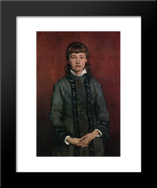 Girl With Folded Hands 20x24 Black Modern Wood Framed Art Print Poster by Trubner, Wilhelm