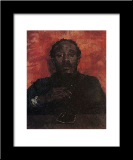 Rauchender Mohr (Kassensturz) 20x24 Black Modern Wood Framed Art Print Poster by Trubner, Wilhelm