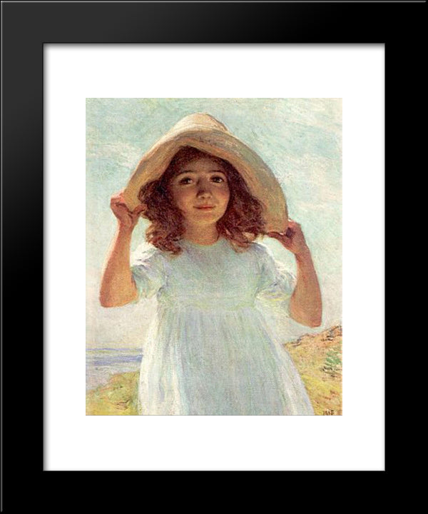 Child In Sunlight 20x24 Black Modern Wood Framed Art Print Poster by Metcalf, Willard