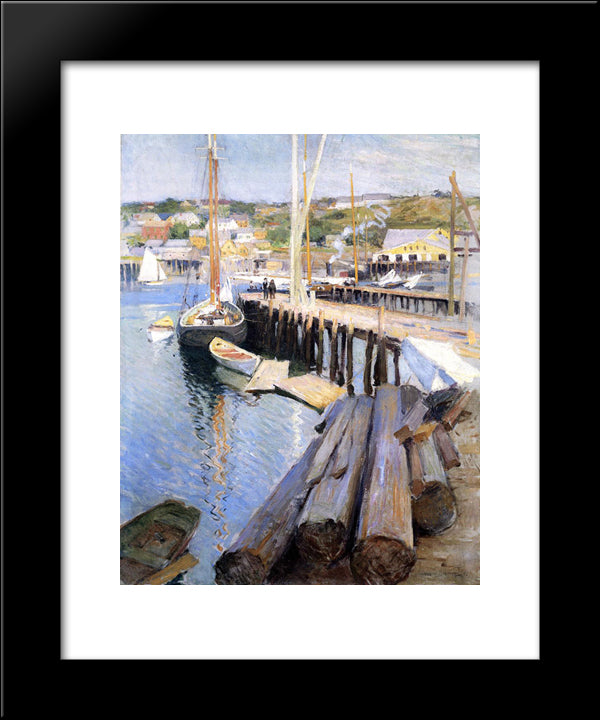 Fish Wharves - Gloucester 20x24 Black Modern Wood Framed Art Print Poster by Metcalf, Willard