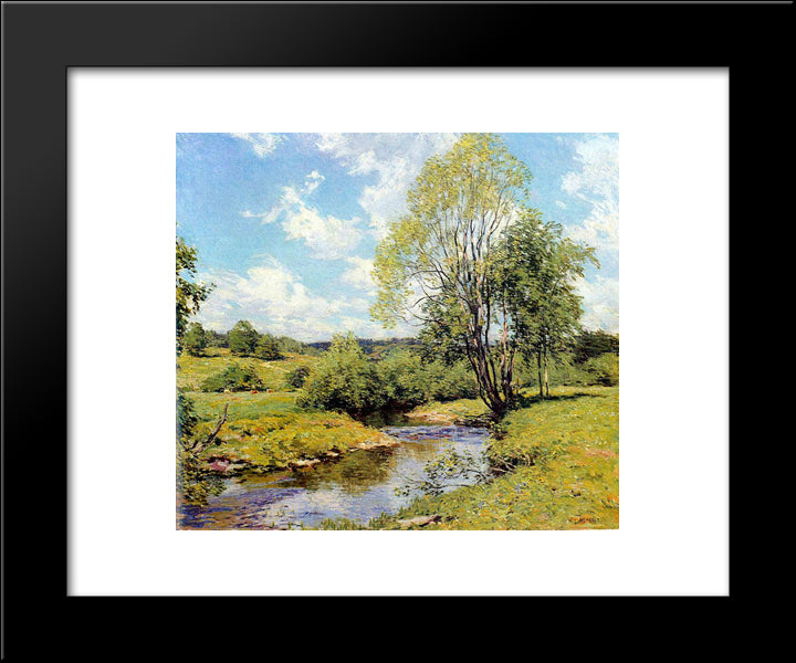 Green Idleness 20x24 Black Modern Wood Framed Art Print Poster by Metcalf, Willard