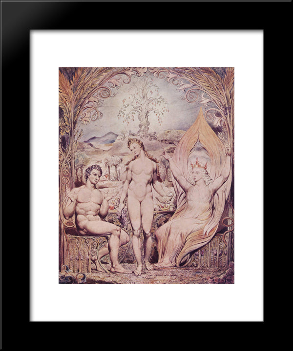 Archangel Raphael With Adam And Eve 20x24 Black Modern Wood Framed Art Print Poster by Blake, William