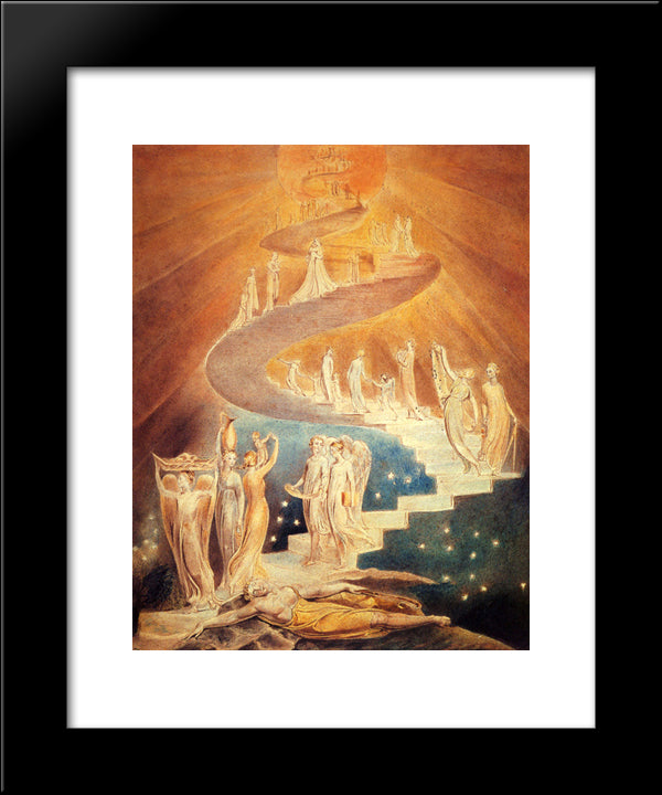 Jacob'S Ladder 20x24 Black Modern Wood Framed Art Print Poster by Blake, William