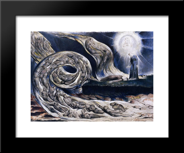 The Lovers Whirlwind 20x24 Black Modern Wood Framed Art Print Poster by Blake, William