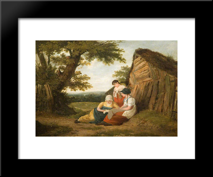 Landscape With Three Figures 20x24 Black Modern Wood Framed Art Print Poster by Collins, William