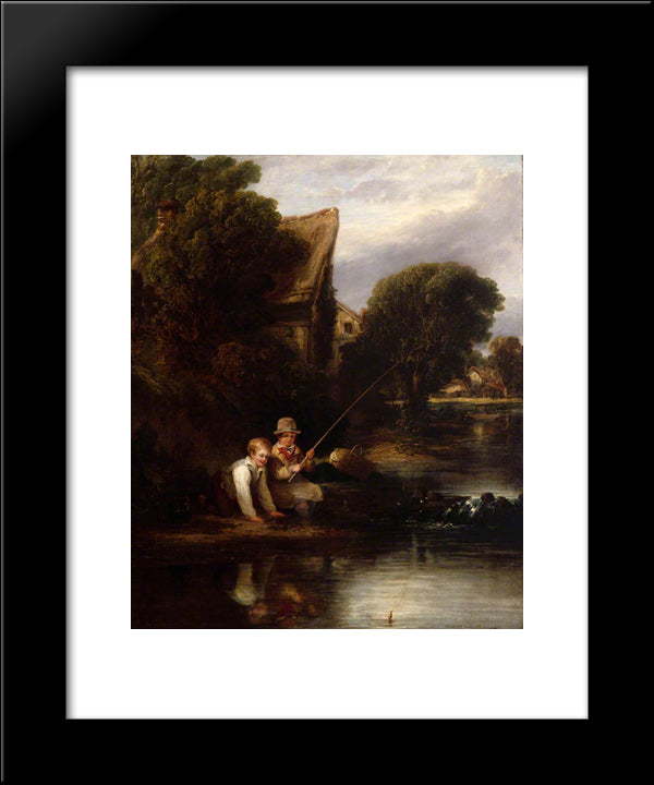 Young Anglers 20x24 Black Modern Wood Framed Art Print Poster by Collins, William