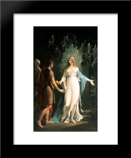 Calypso Receiving Telemachus And Mentor In The Grotto 20x24 Black Modern Wood Framed Art Print Poster by Hamilton, William
